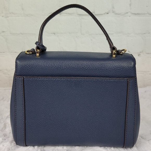 Michael Kors Karson Mini Satchel Lugage Blue Top Handle Crossbody - Picture 4 of 13